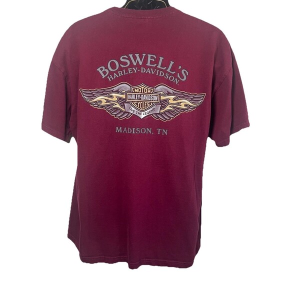 Harley Davidson Men’s T-shirt Vintage Burgundy Biker Shirt Boswell TN Size XL - Picture 4 of 9